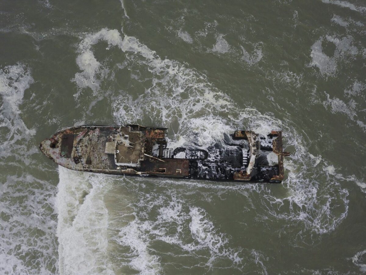 Shipwreck in the ocean