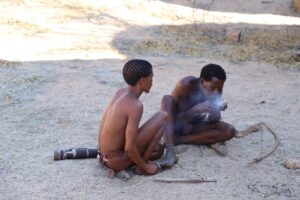 San Bushmen making fire
